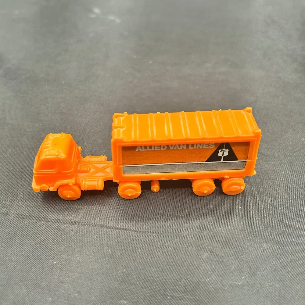 Vintage WG Allied Van Lines Orange Plastic Semi Truck Trailer Made USA Cereal